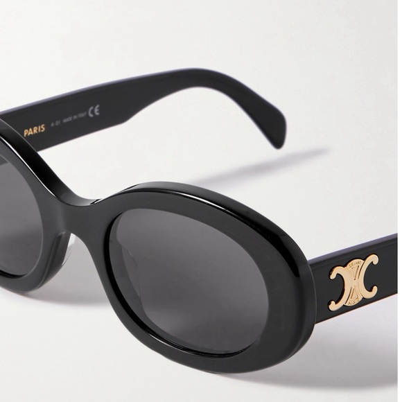 CELINE Triomphe oval-frame acetate sunglasses - Black - Picture 3 of 10